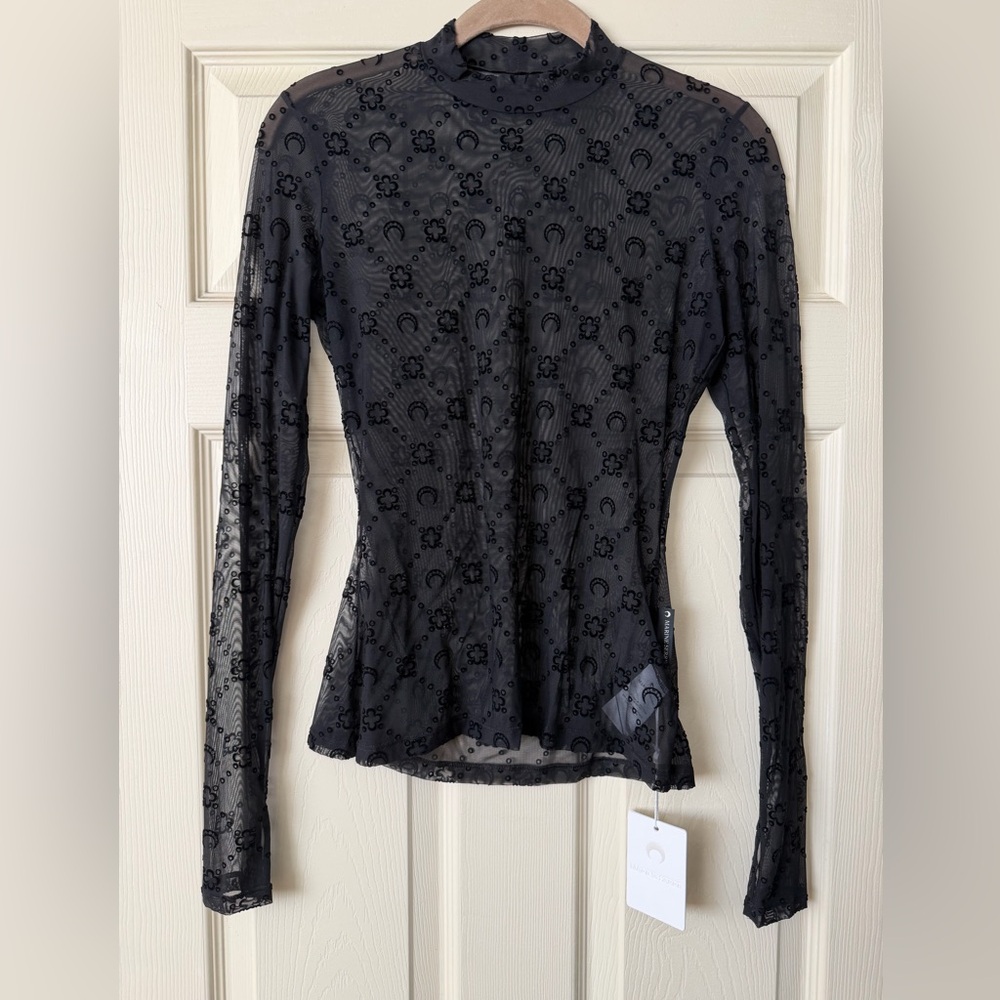 Marine Serre - Second Skin Sheer Top (Black) - Picture 3 of 3